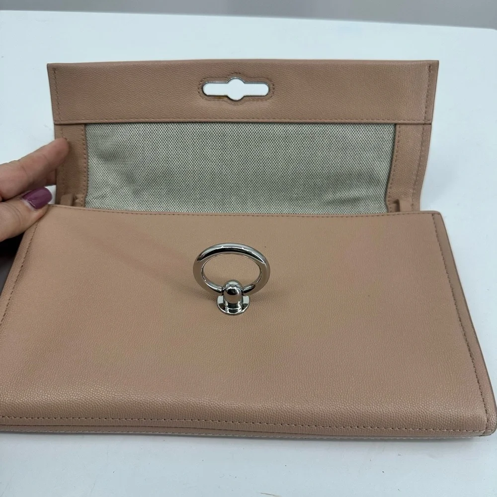 Rebecca Minkoff Leather Jean Clutch Bag in Doe Beige Cream Handbag